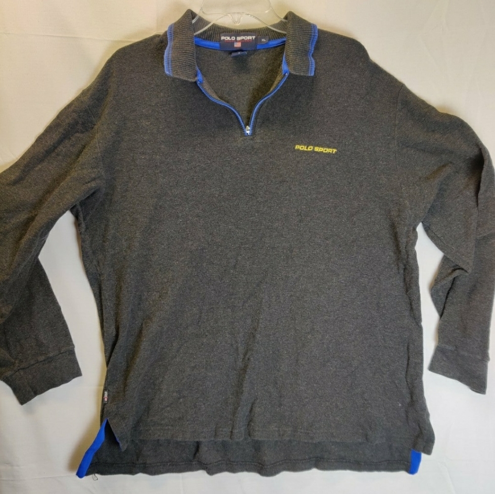 Polo Sport Ralph Lauren Mens 1/4 Zip Sweatshirt Gray Sz XL Lightweight Comfort